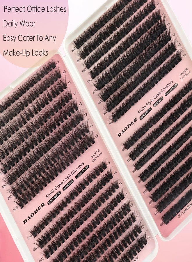 داودر مجموعة رموش كثيفة من داودر، 9-13 مم، رموش قصيرة وخفيفة، 50D+60D+80D+100D، رموش فردية كثيفة وناعمة، 640 قطعة، تجعيد D - Image 5